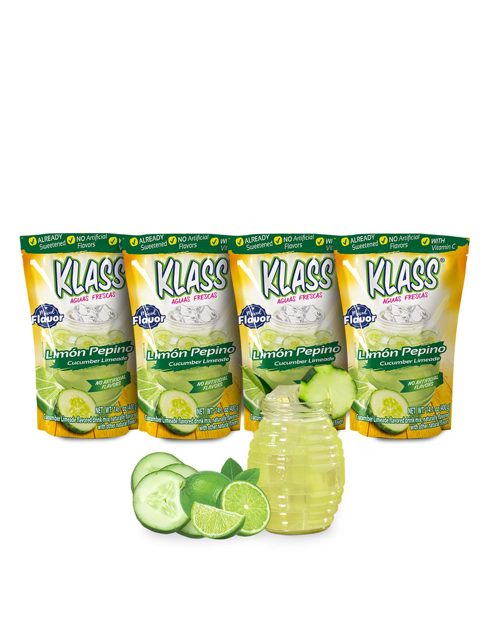 Klass Aguas Frescas cucumber-limeade powder pack for naturally flavored water with no artificial flavors