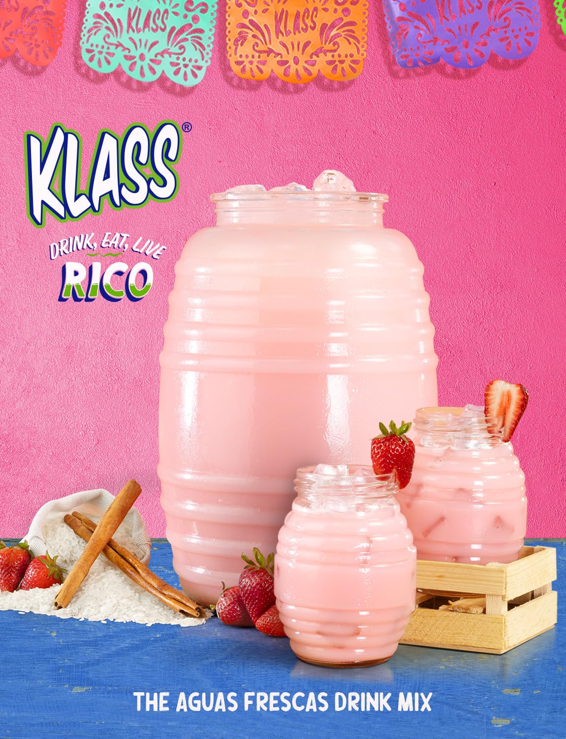 Klass Aguas Frescas family-setup easily serves gatherings and meals