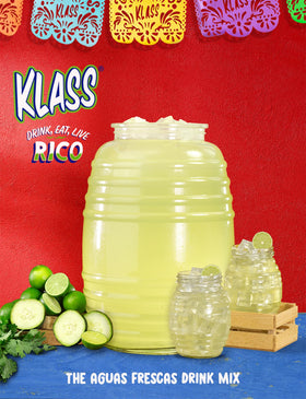 Klass Aguas Frescas glass with ice ready for refreshing hydration