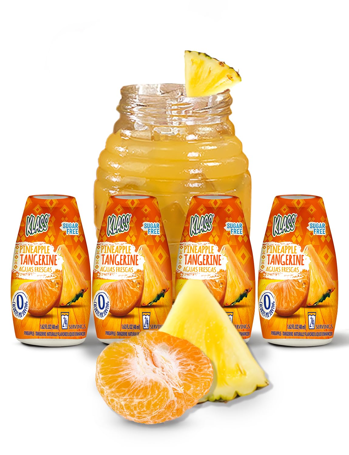 Klass Aguas Frescas Pineapple Tangerine bottle for on-the-go flavor.