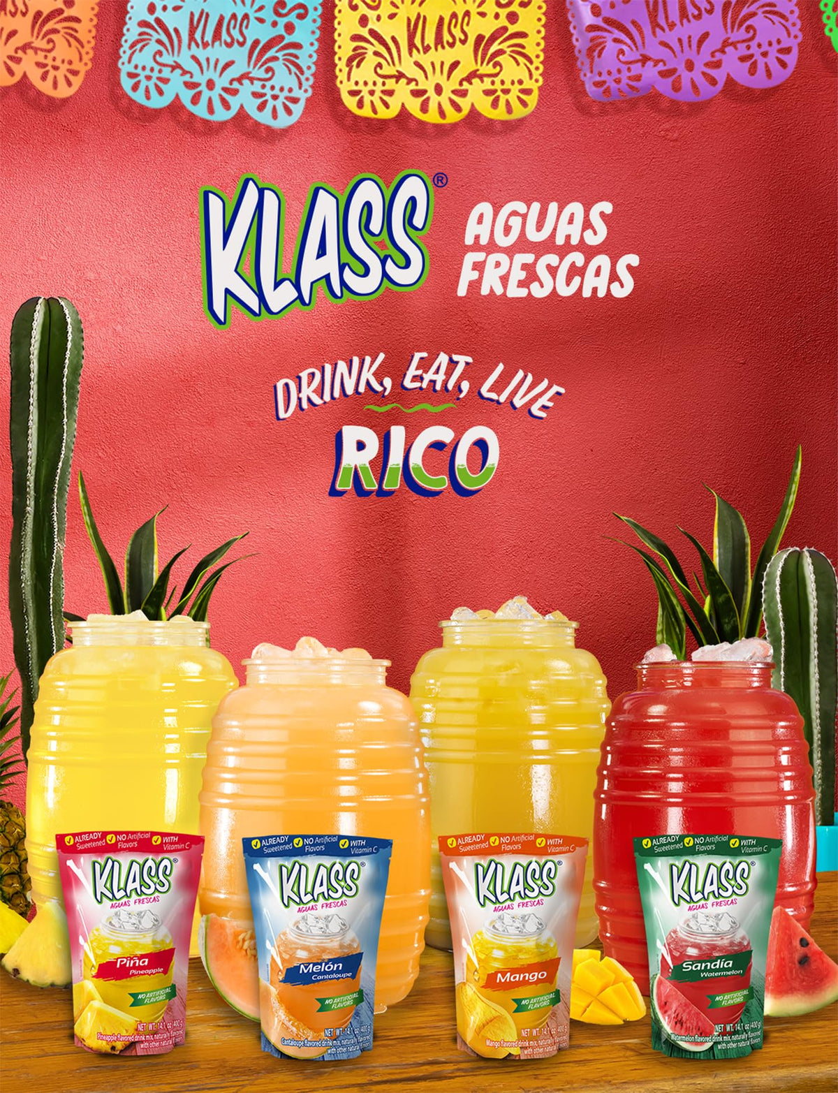 Klass Aguas Frescas pitcher-ready drink, quick hydration at meals and on the go.