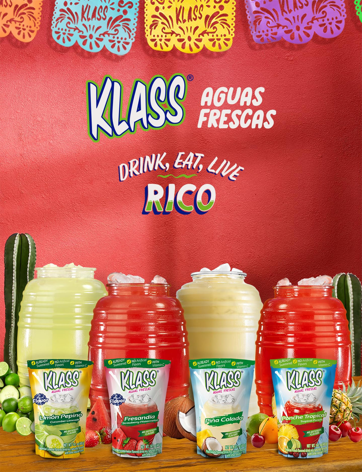 Klass Aguas Frescas pour setup showing easy preparation in a glass