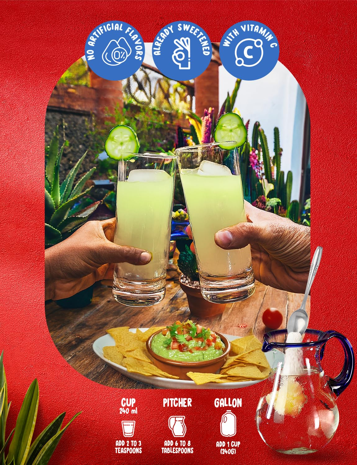 Klass Aguas Frescas pouring into a glass to show quick, clean preparation