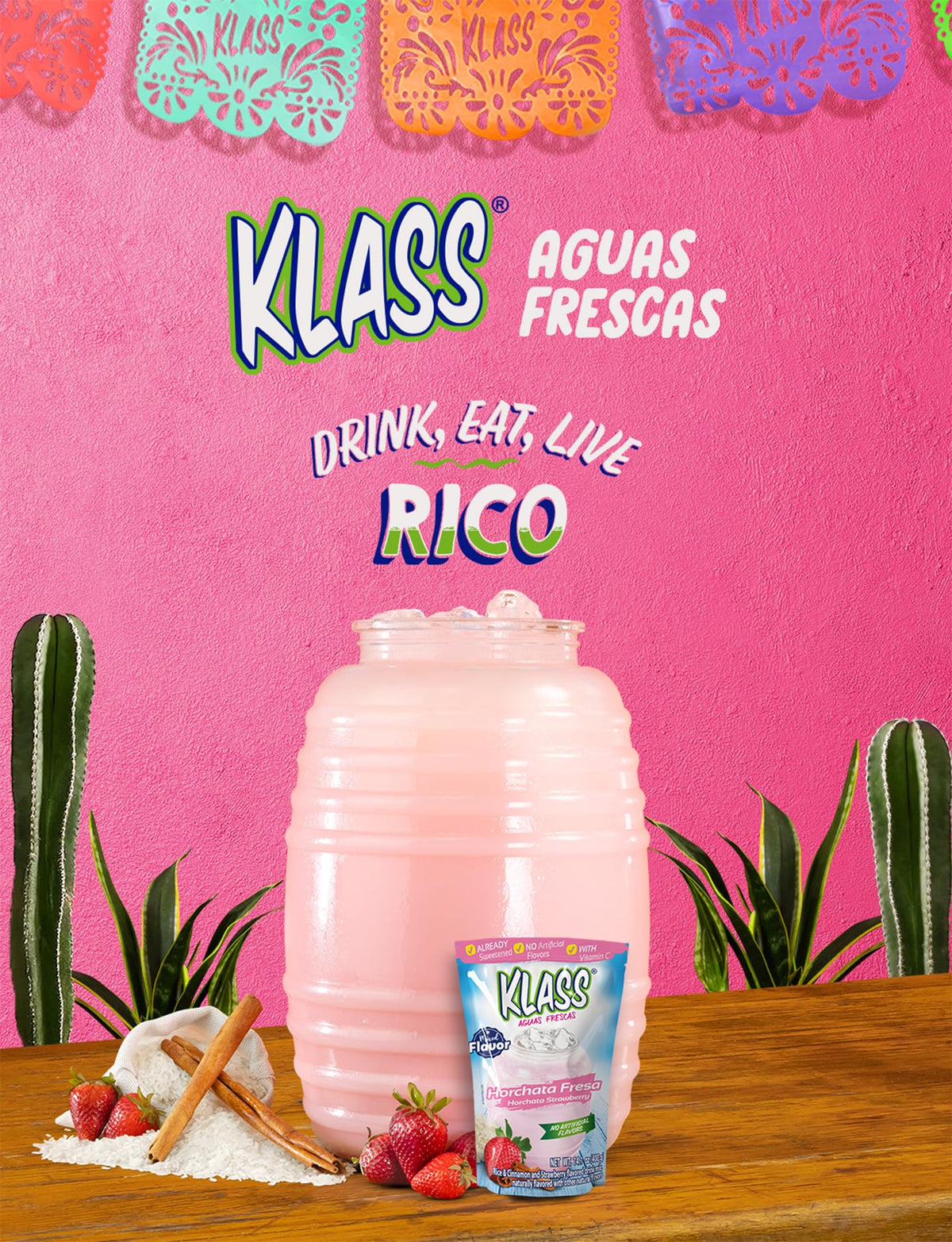 Klass Aguas Frescas reseal pouch keeps flavor fresh for later