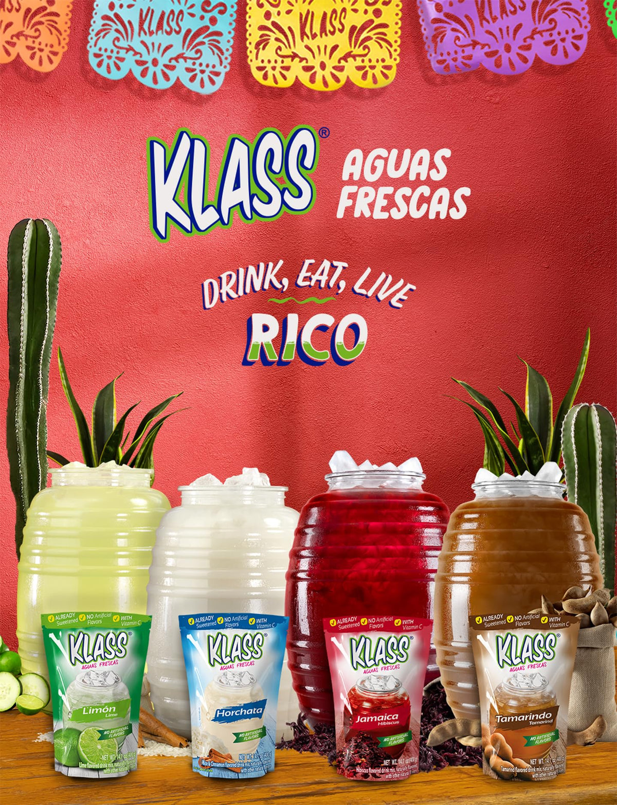 Klass Aguas Frescas resealable pouch keeps flavors fresh after opening