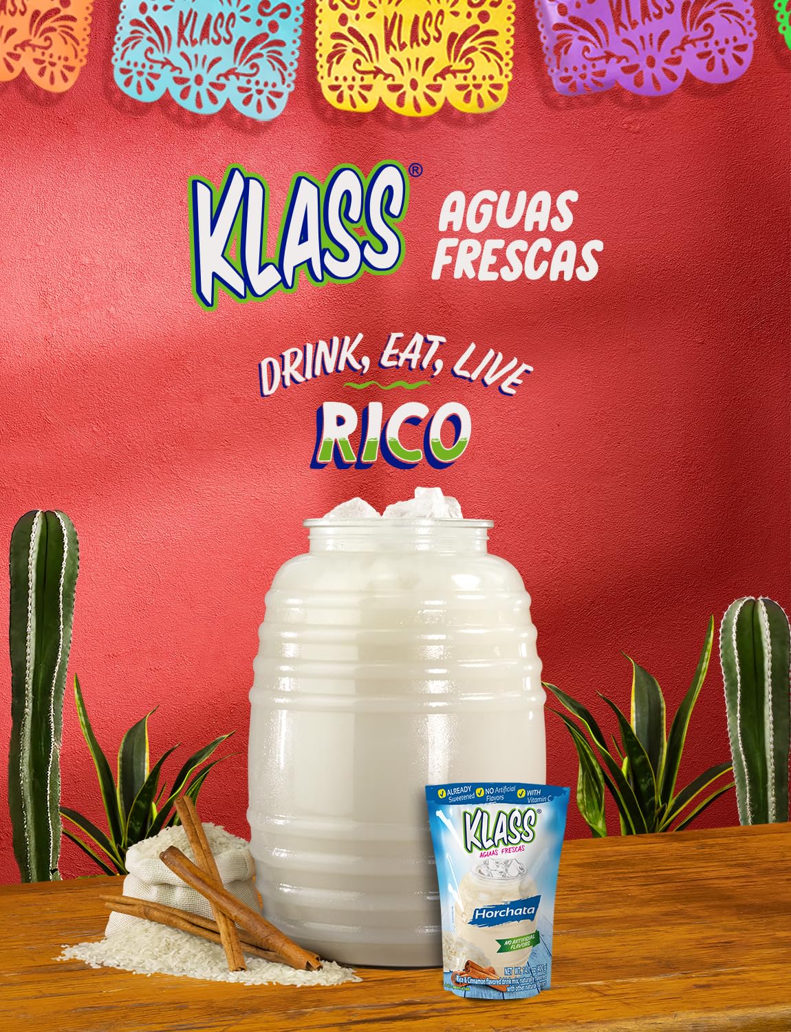 Klass Aguas Frescas served in a glass, refreshing and flavorful.