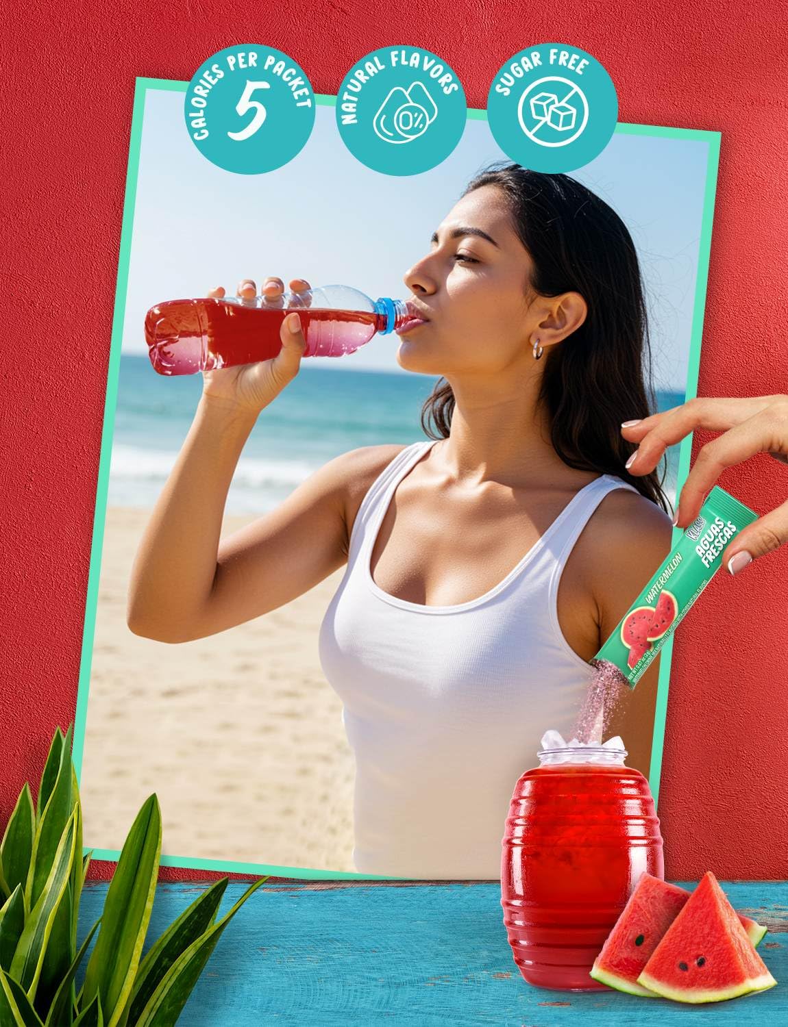 Klass Aguas Frescas watermelon flavor stick packs for refreshing sip