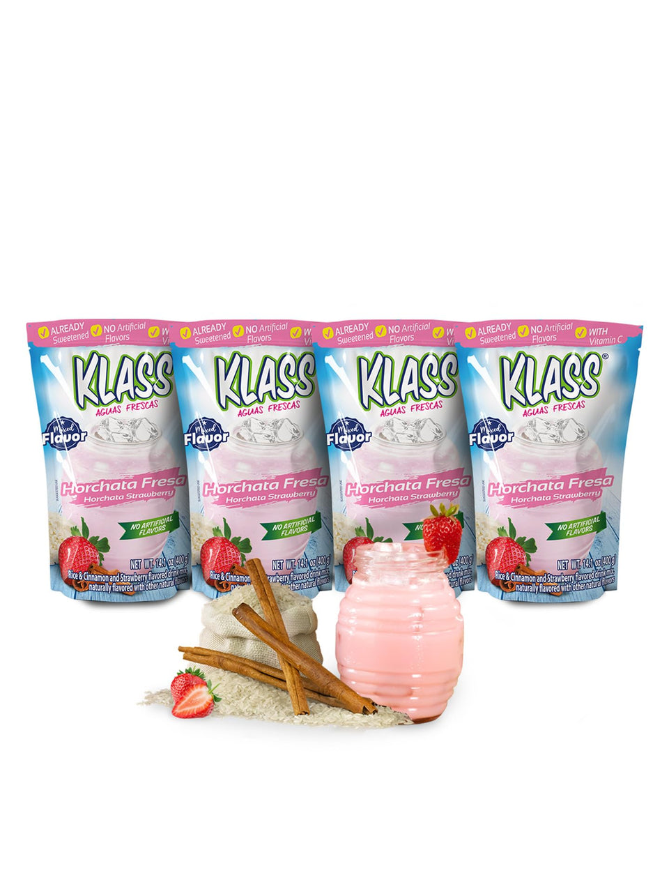 Klass Aguas Frescas strawberry horchata pack for easy family hydration