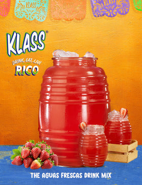 Klass Aguas Frescas orange flavor in a glass, bright citrus hydration