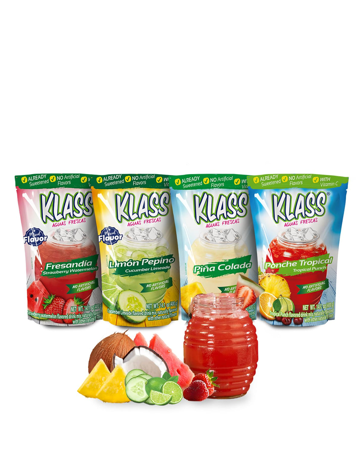 Klass Aguas Frescas Pina Colada flavor packets for refreshing water at home