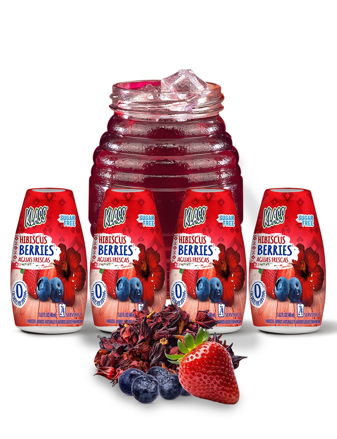 Klass Hibiscus-Berries bottle showing portable on-the-go hydration.