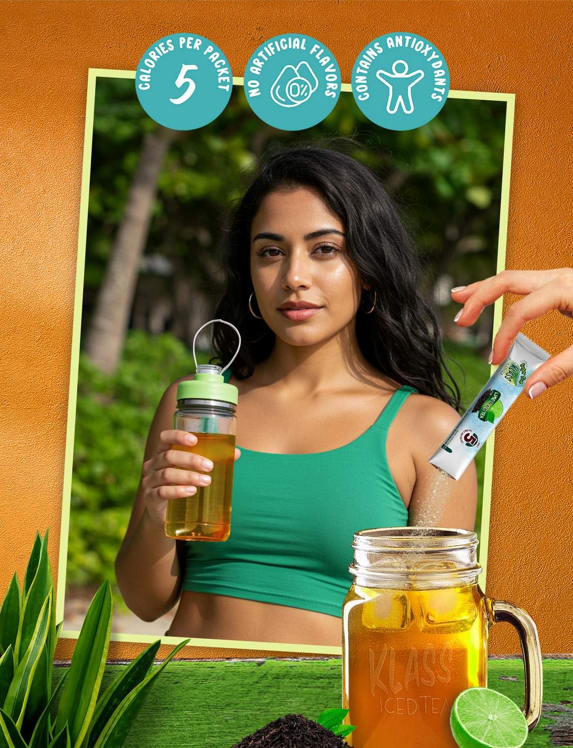 Klass Iced Tea Lime packets deliver bright citrus flavor with zero sugar