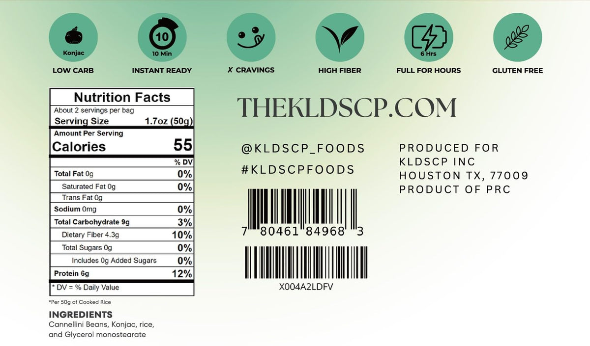 KLDSCP Gluten-free, grain-free instant rice suitable for keto and plant-based diets.