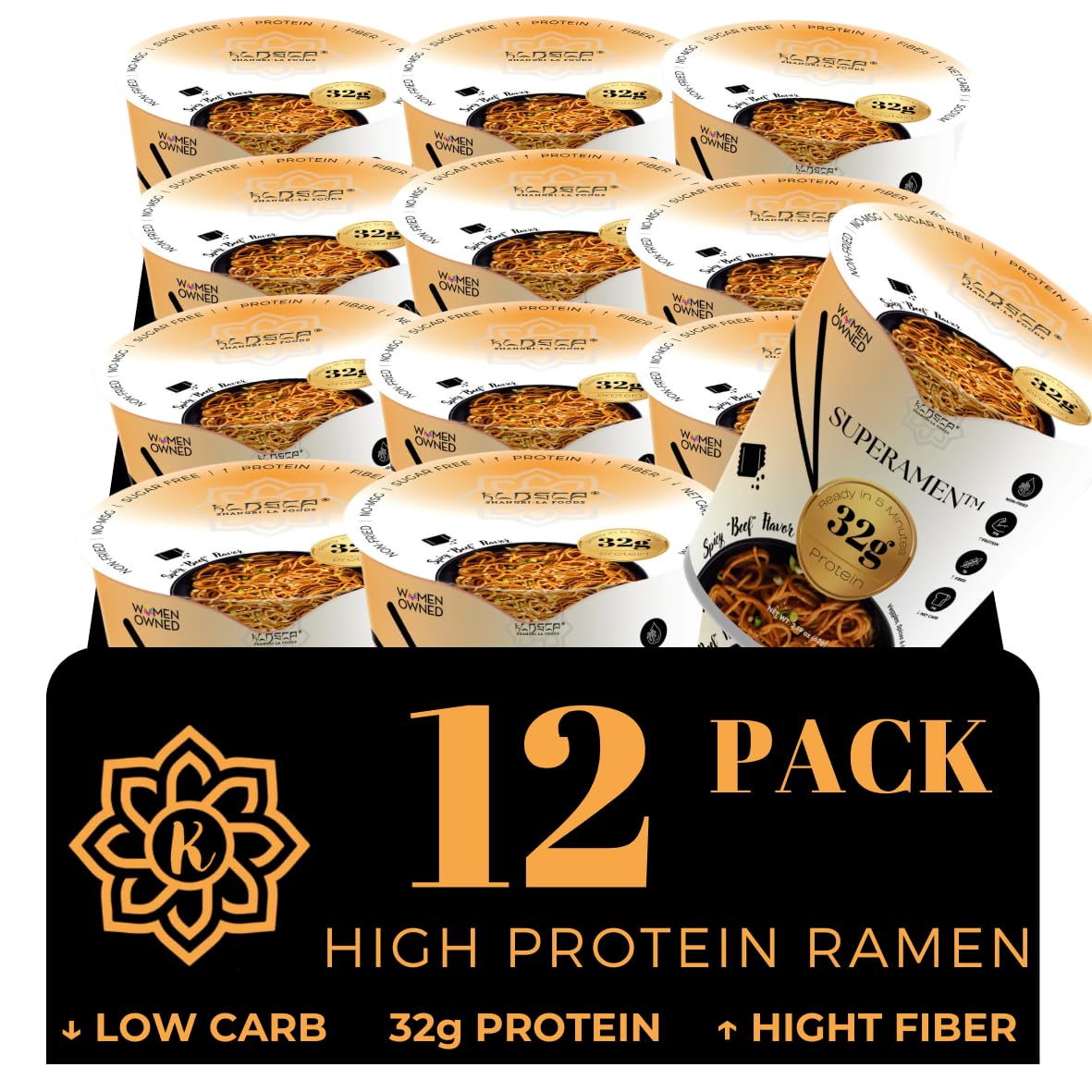KLDSCP Protein Ramen Spicy Beefpackaging showcase for convenient multi-pack meals