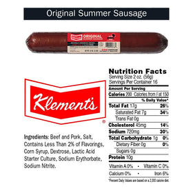Klement's Original Summer Sausage sliced for charcuterie and picnics