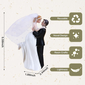 Klfoho bride and groom figurines decorating cake with romantic pose