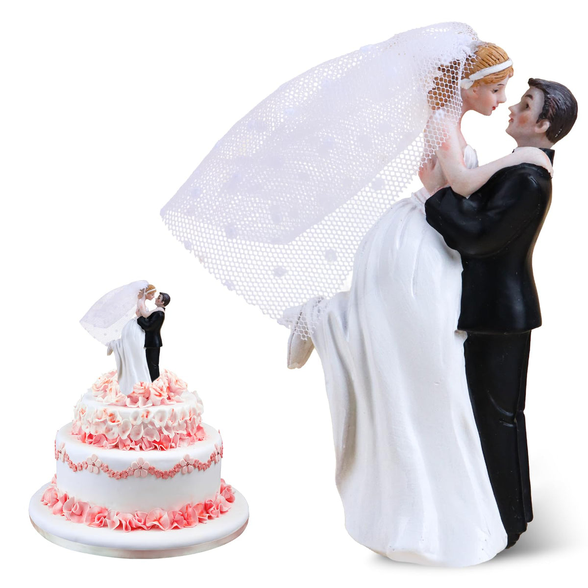 Klfoho flying hug cake topper on a wedding cake, romantic centerpiece