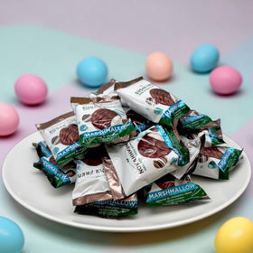 KLUB BULK Easter sugar-free chocolate eggs stevia ingredient label emphasizes natural sweetness