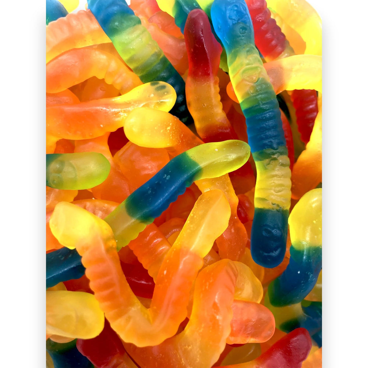 KLUB BULK fruit flavor gummi worms displaying bright colors for party buffets