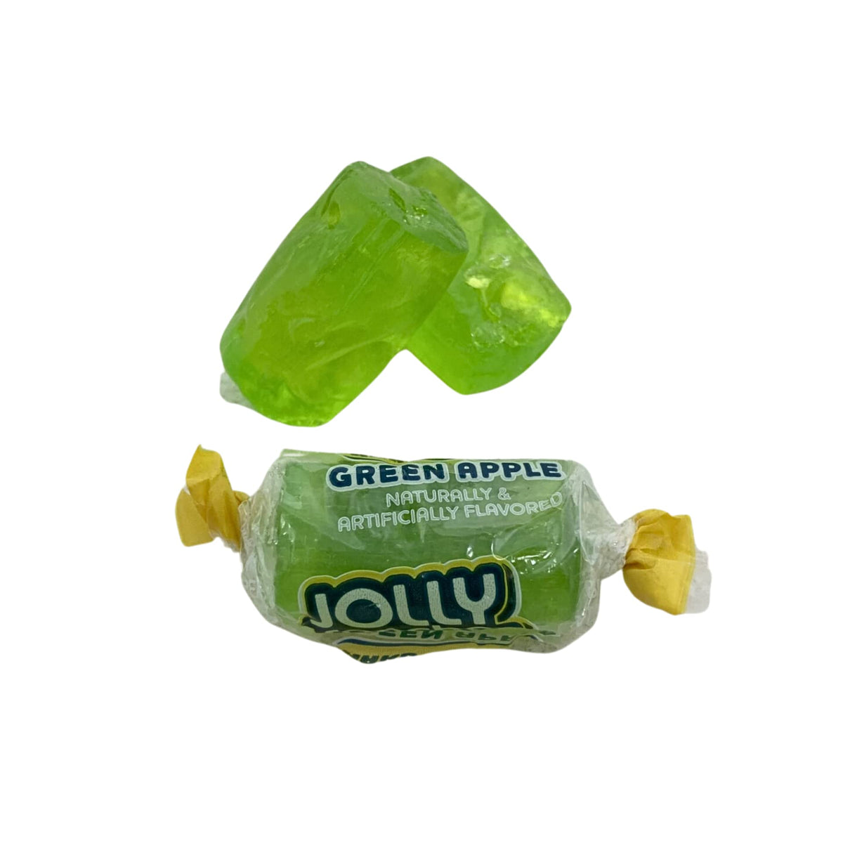Close-up reveals bright green apple color and glossy finish, ideal for candy bowls