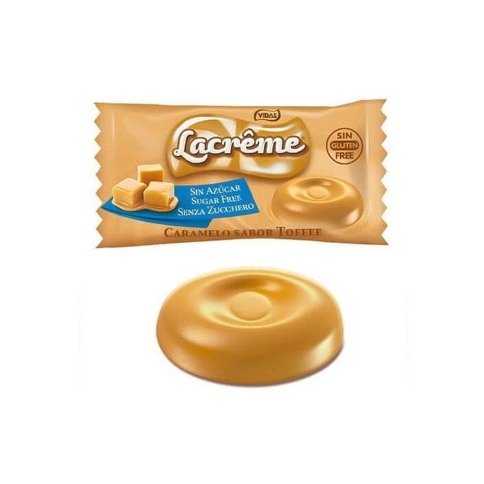 KLUB BULK La Creme Sugar Free Toffee Candy caramel melt detail highlights rich toffee for indulgent snacking.