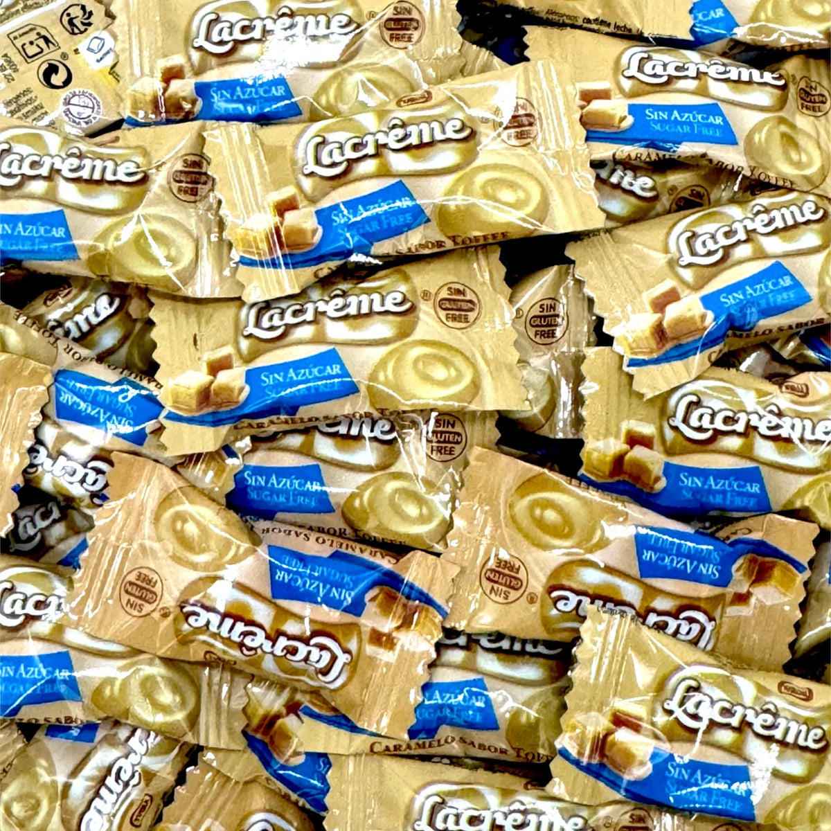 KLUB BULK La Creme Sugar Free Toffee Candy individually wrapped pieces emphasize freshness and portion control.