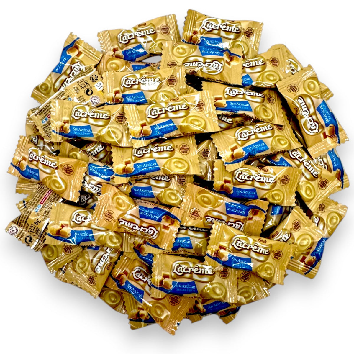 KLUB BULK La Creme Sugar Free Toffee Candy pack front shows creamy caramel flavor.