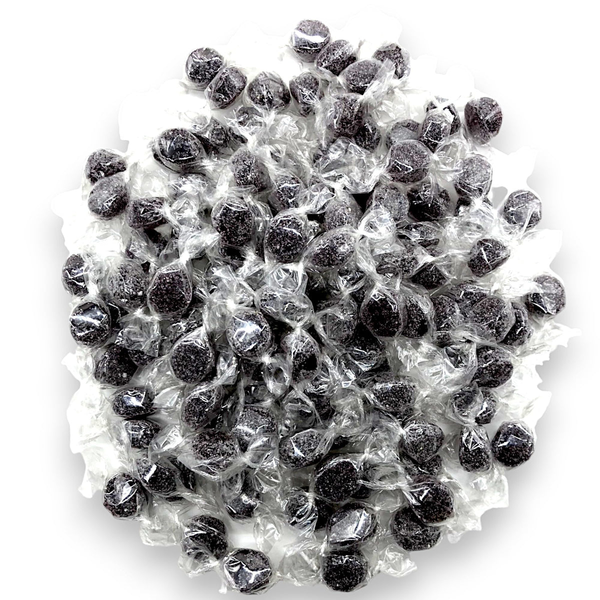 KLUB BULK Sugar Free Black Licorice Jelly Candies front view shows soft texture.