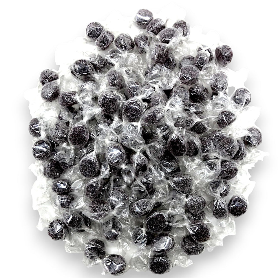 KLUB BULK Sugar Free Black Licorice Jelly Candies front view shows soft texture.