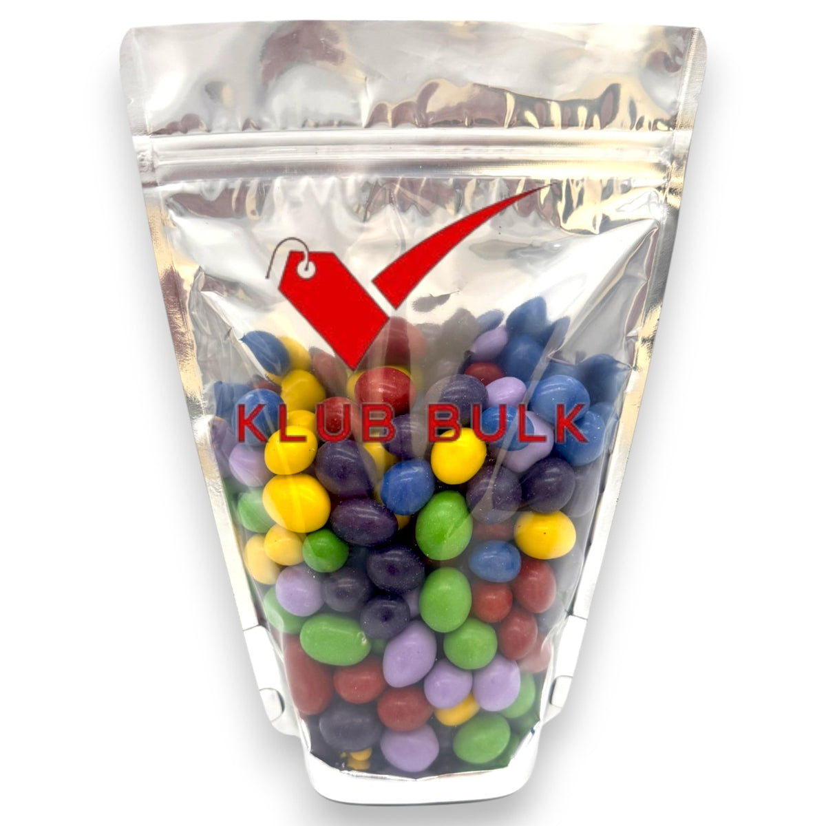 KLUB BULK sugar-free chocolate peanut gems in a resealable bag for guilt-free snacking