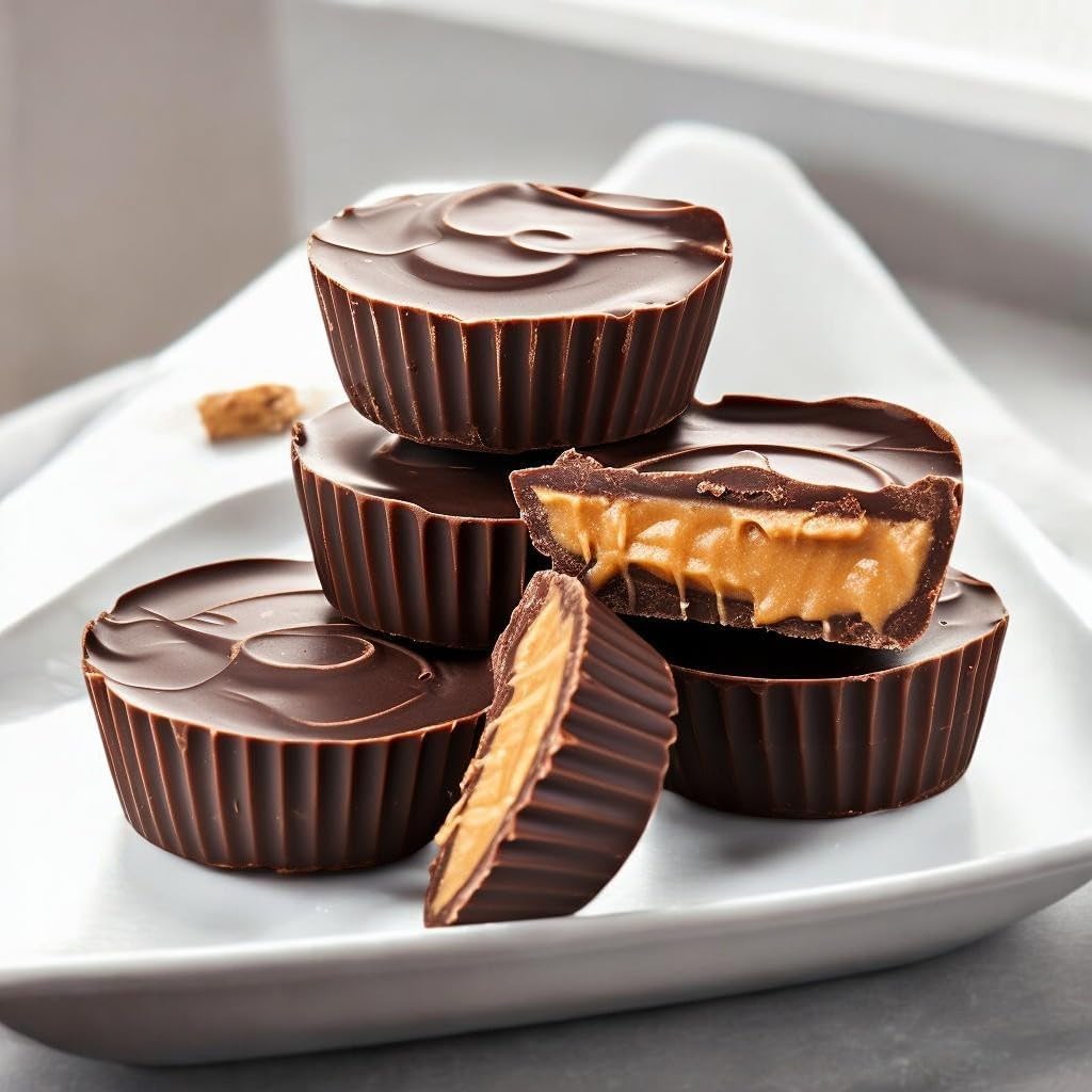 KLUB BULK Sugar Free Dark Chocolate Peanut Butter Cup Delight close-up showing creamy filling.