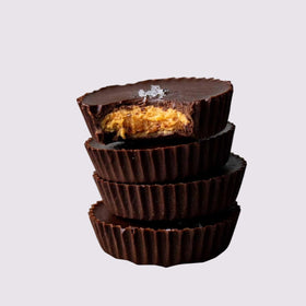 KLUB BULK Sugar Free Dark Chocolate Peanut Butter Cup Delight served on plate.