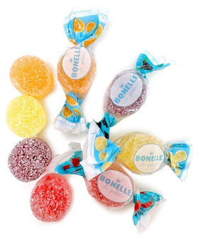 KLUB BULK Bonelle Italian Jellies vegan and gluten-free packaging display.