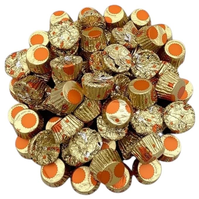KLUB BULK milk chocolate peanut butter cups on display, bulk candy format.