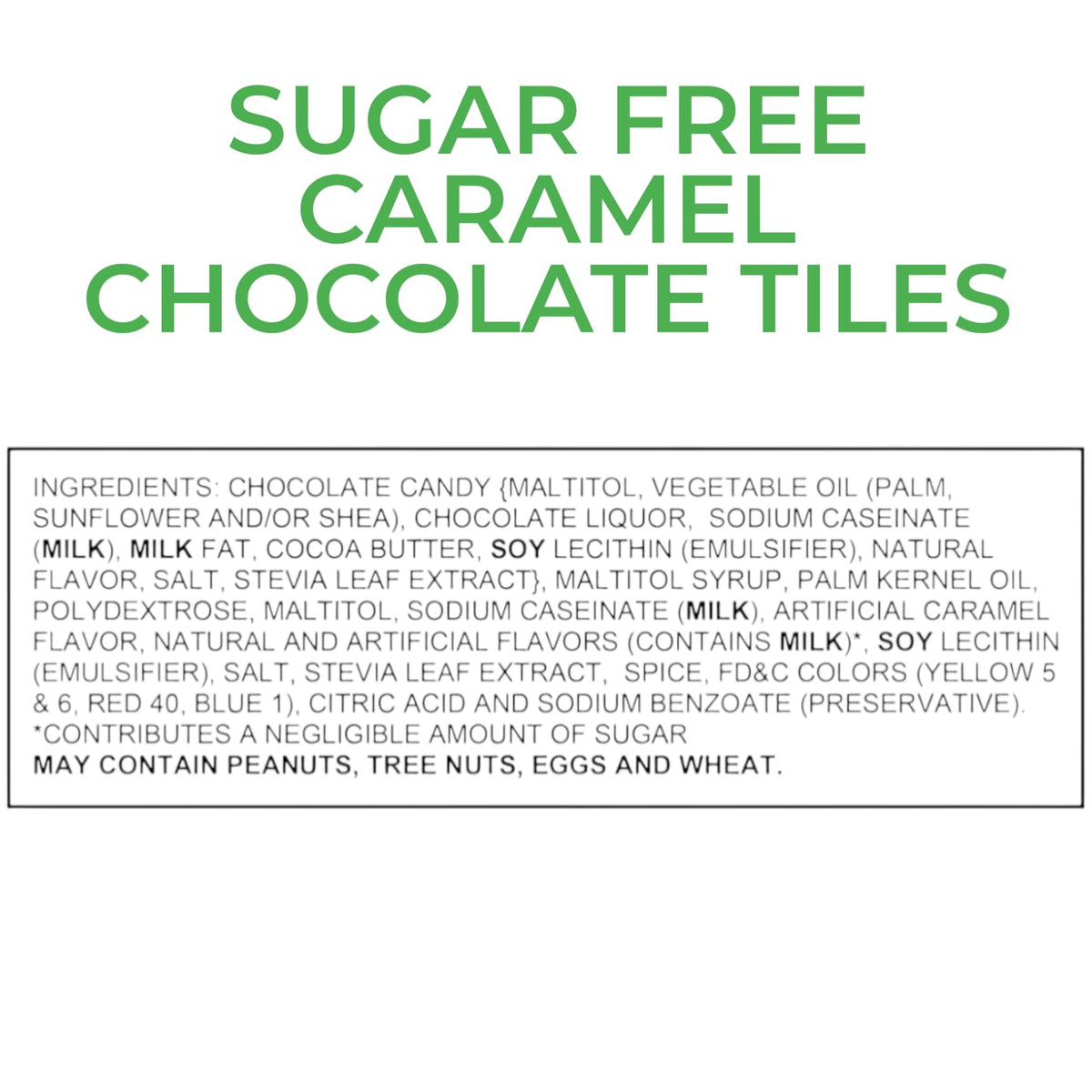 KLUB BULK sugar-free milk chocolate caramel tiles with stevia ingredient highlight