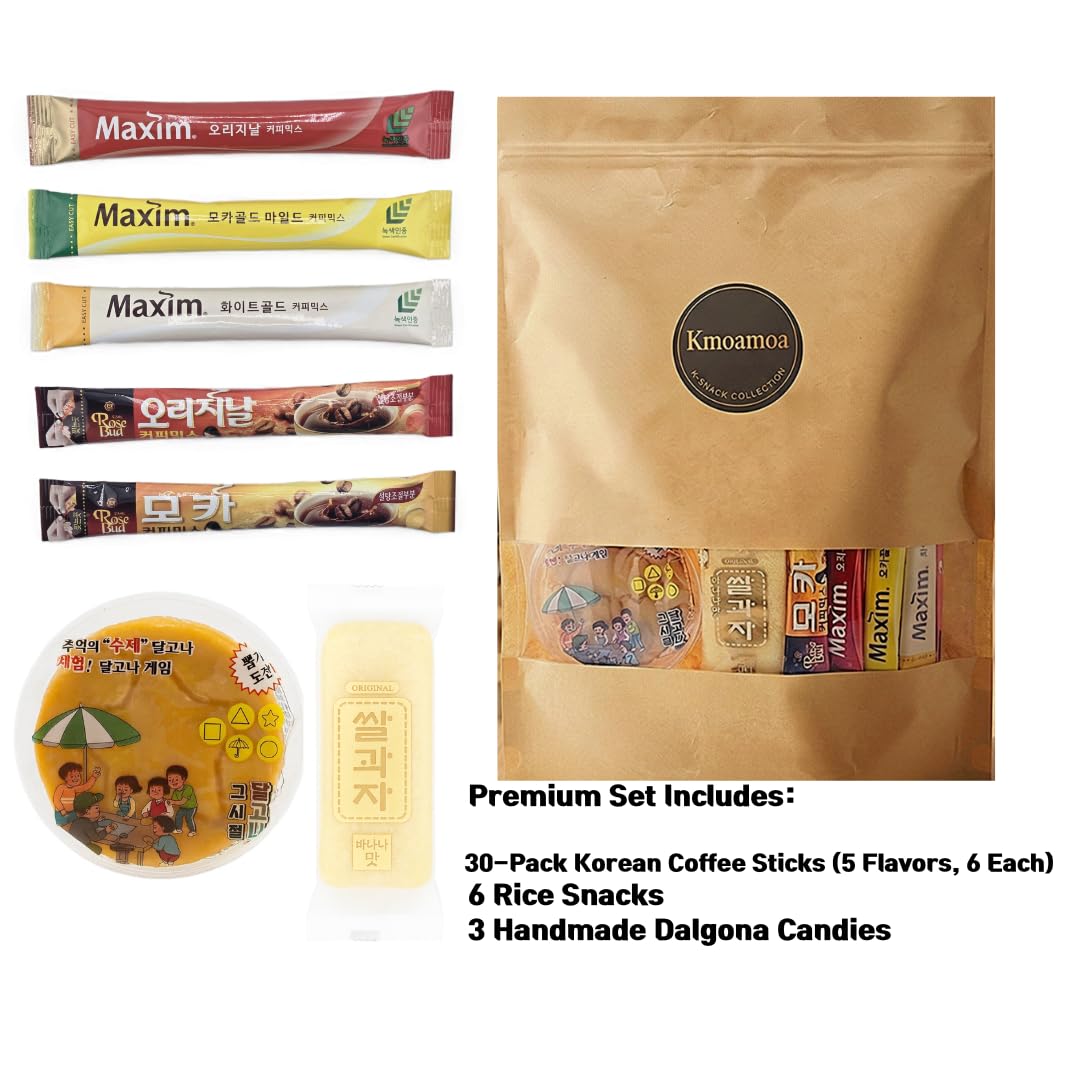 KMOAMOA dalaogna candy included with honeycomb toffee for nostalgic Korean cafe moment.