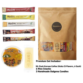 KMOAMOA dalaogna candy included with honeycomb toffee for nostalgic Korean cafe moment.