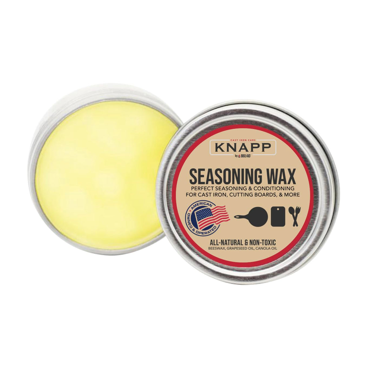 CM SCRUBBER Knapp Made cast iron seasoning wax bottle pour for easy re-seasoning