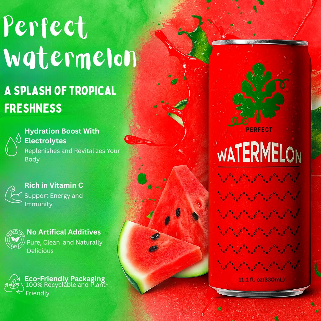 Knashi Watermelon Juice label closeup, non-GMO quality in every can.
