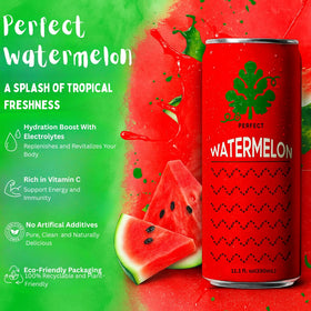 Knashi Watermelon Juice label closeup, non-GMO quality in every can.