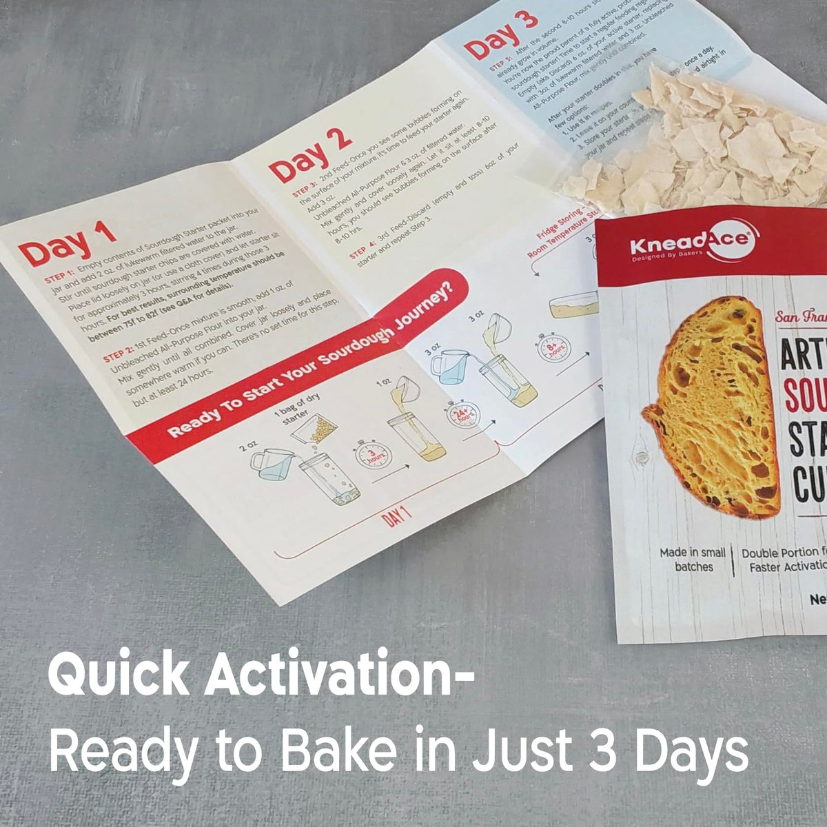 KneadAce Sourdough Starter Bowl Activation showing easy rehydration and mixing