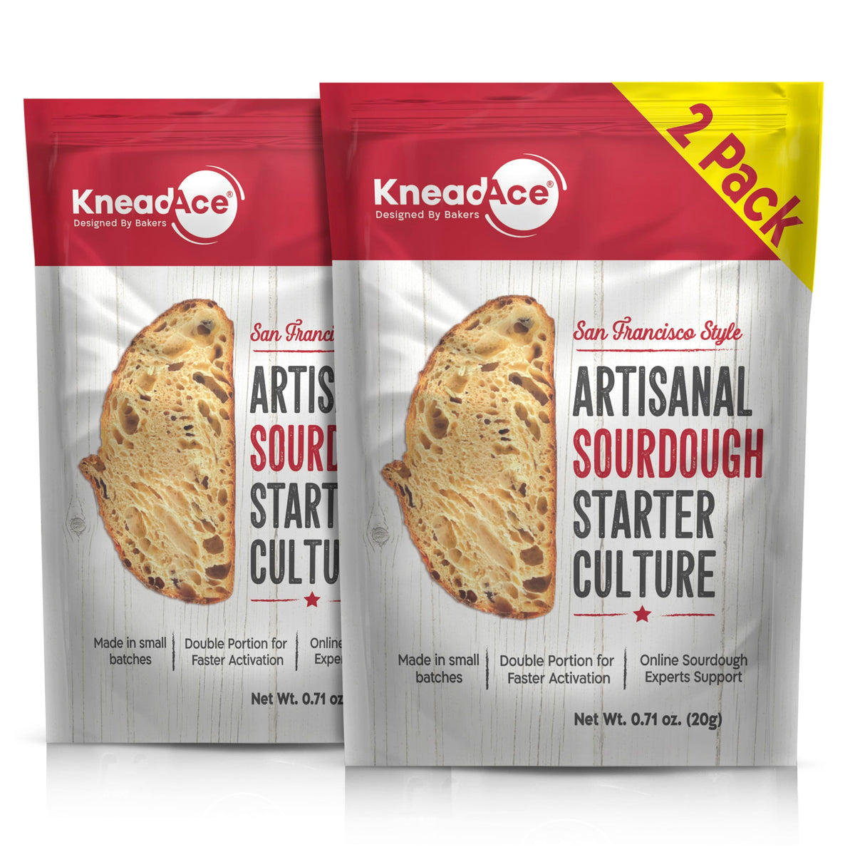 KneadAce Sourdough Starter Dehydrated Pack ready for quick activation and flavorful bread