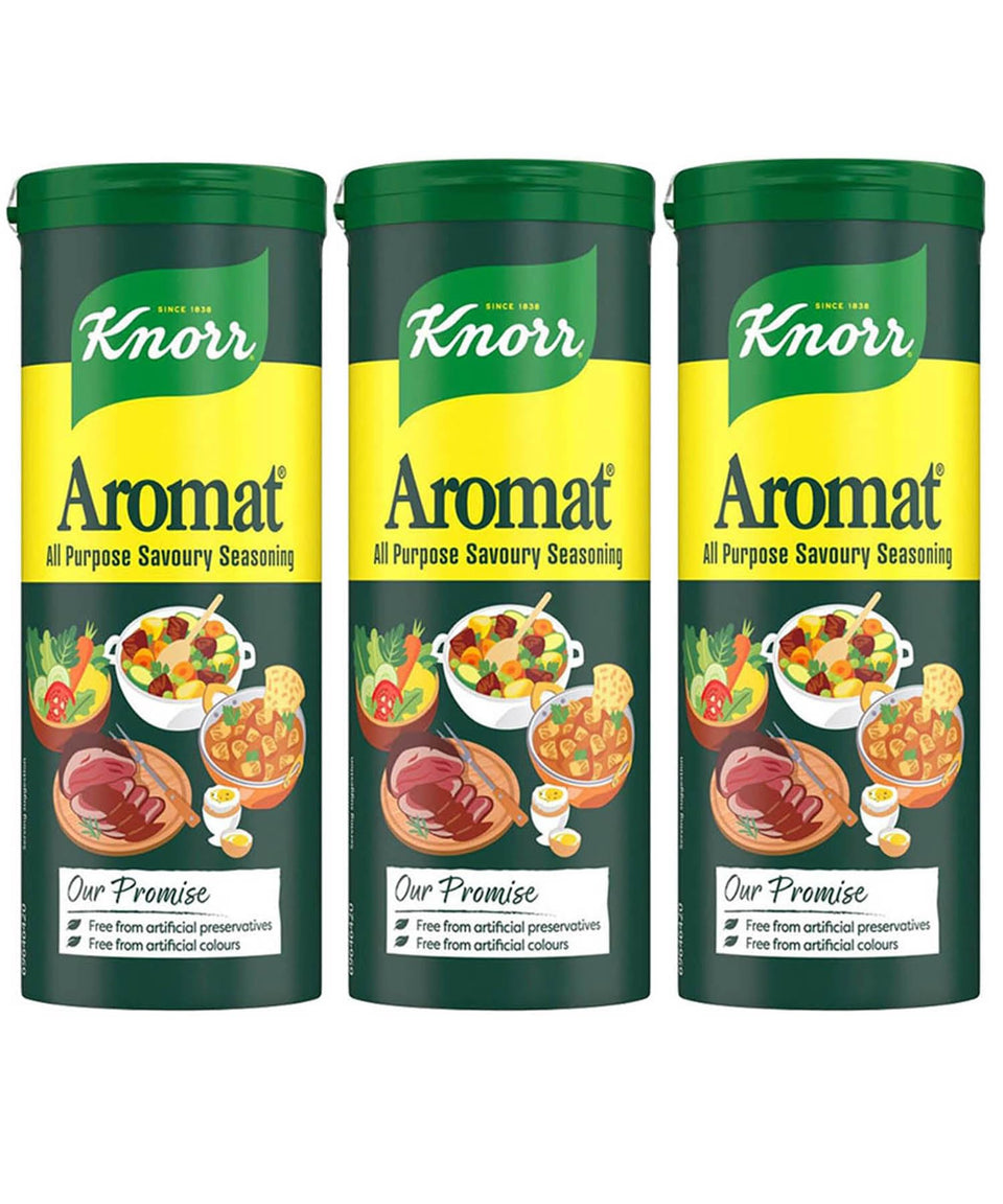 Knorr Aromat bottle front showing versatile all-purpose seasoning for home meals