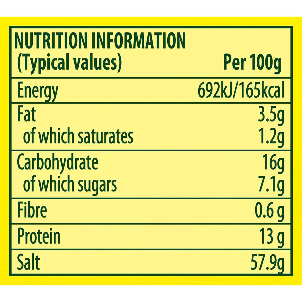 Knorr Aromat ingredients label close-up communicates herbs, salt, and spices