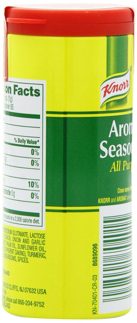 Knorr Aromat seasoning on a finished dish for enhanced taste.