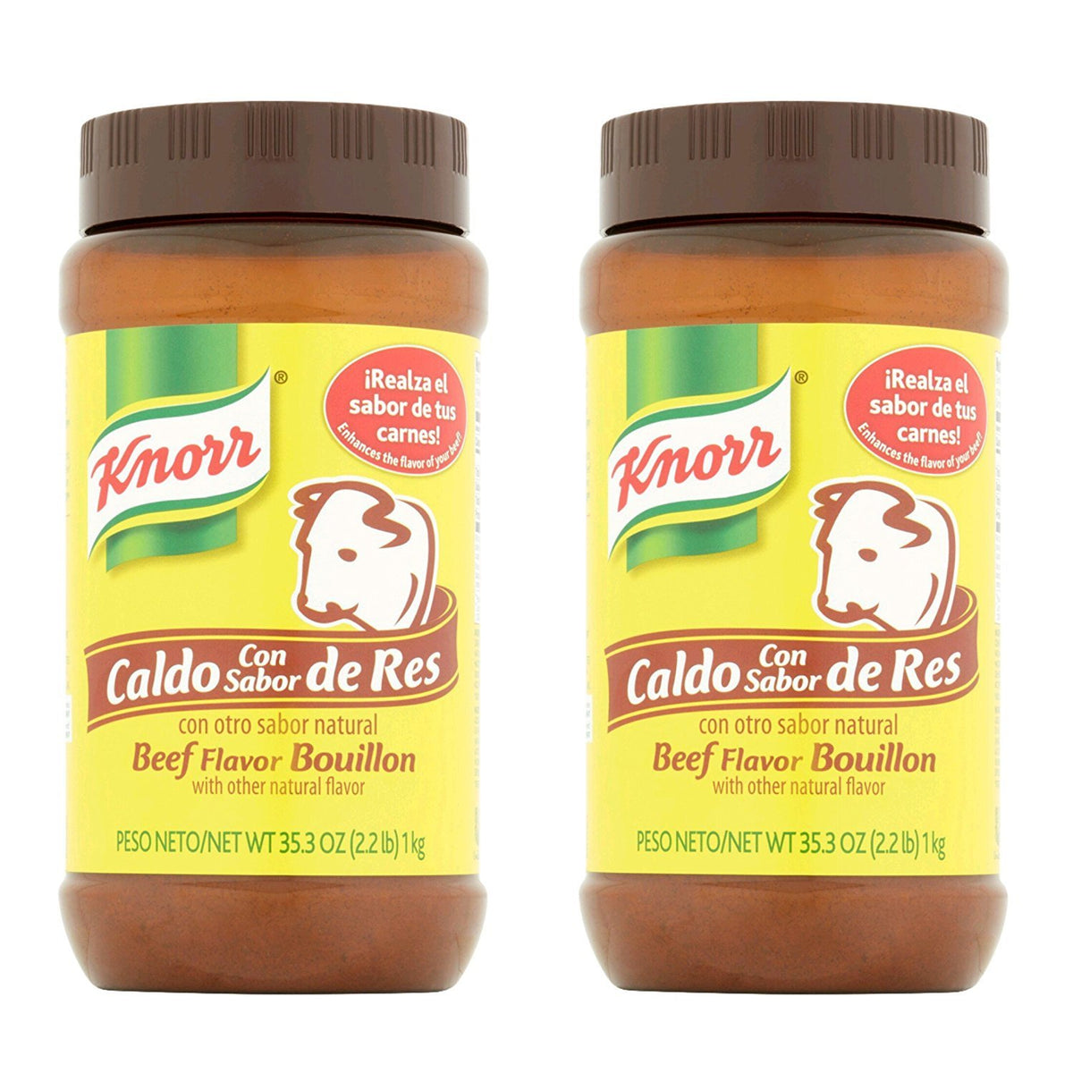 Knorr beef flavor bouillon two-pack jars for rich broths.