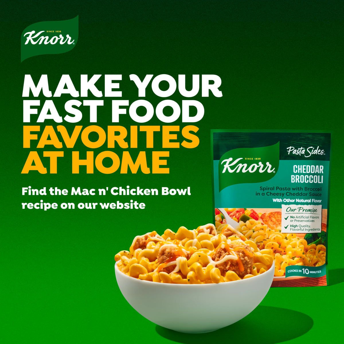 Knorr Cheddar Broccoli sauce closeup showing creamy texture and color.