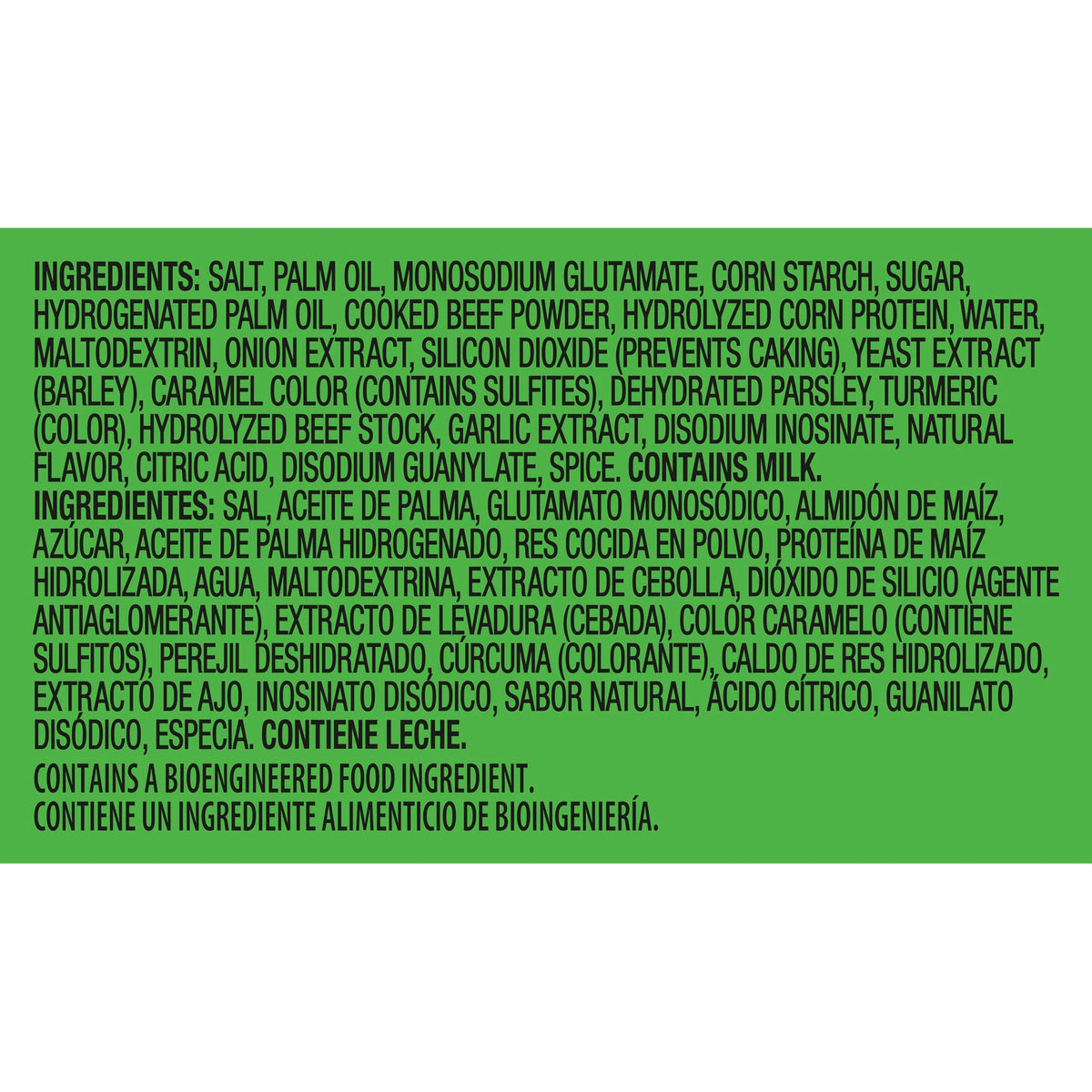 Knorr Latin Beef label highlighting ingredients and flavor