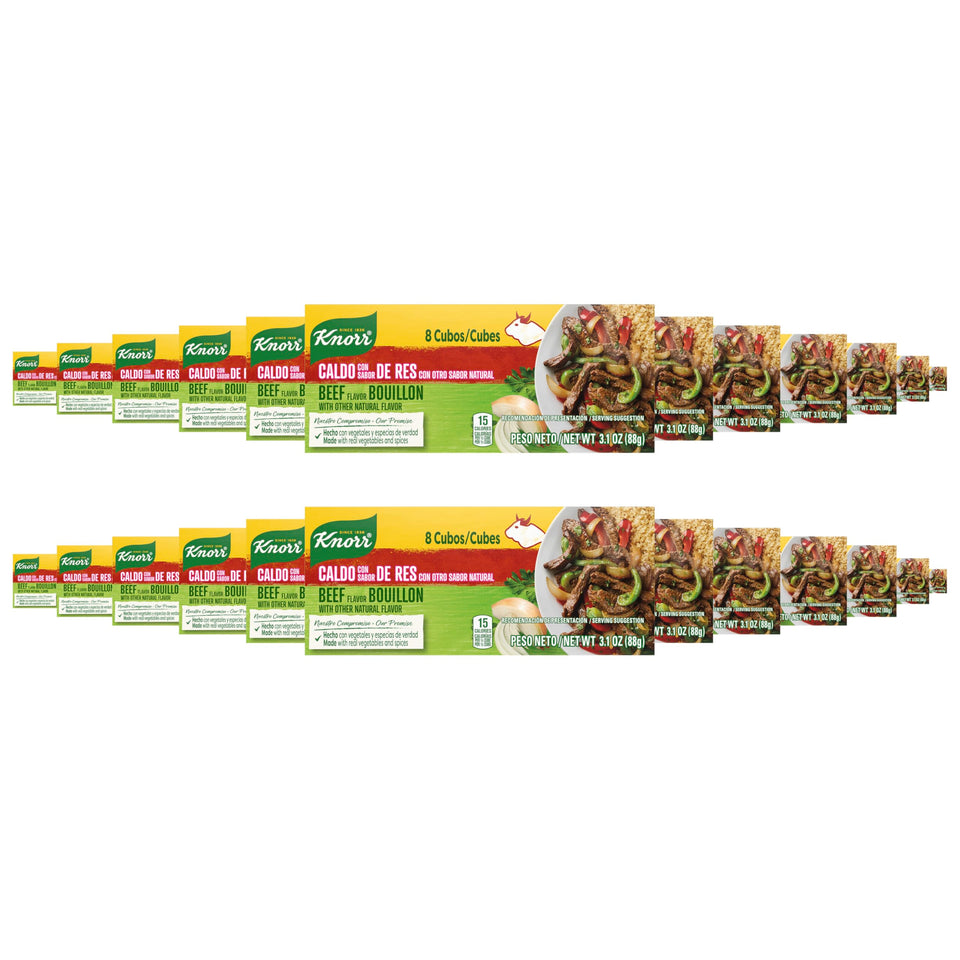 Knorr Latin Beef cubes packaging on shelf for quick flavor boost