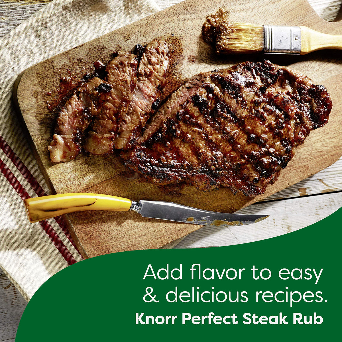 Knorr Latin Beef cubes enhancing a roast dish in a pan